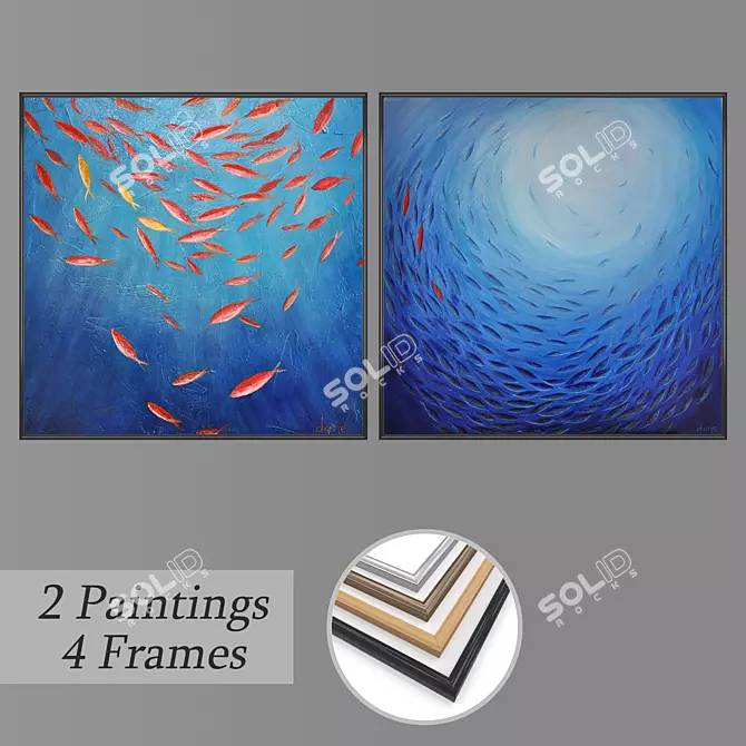 Elegant Wall Art Set 3D model image 1