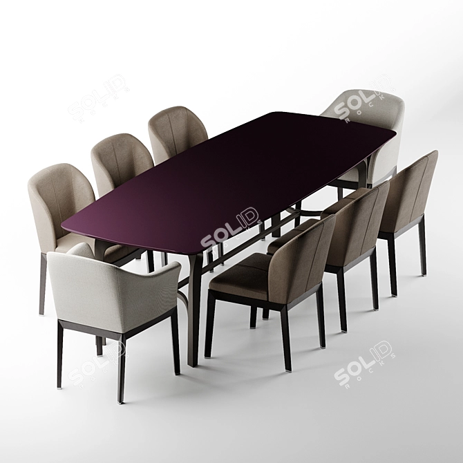 Elegant Dining Set: Table & Chairs 3D model image 6