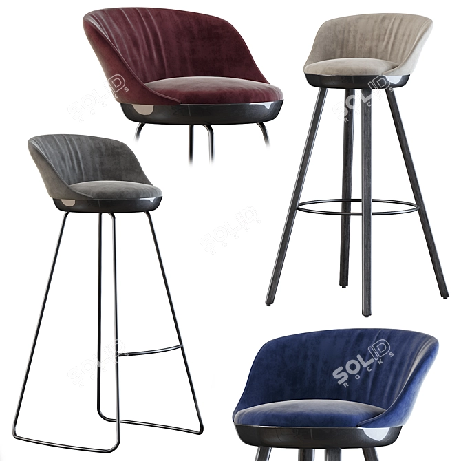 Elegant Romy Barstool: Stylish Seating Solution 3D model image 3