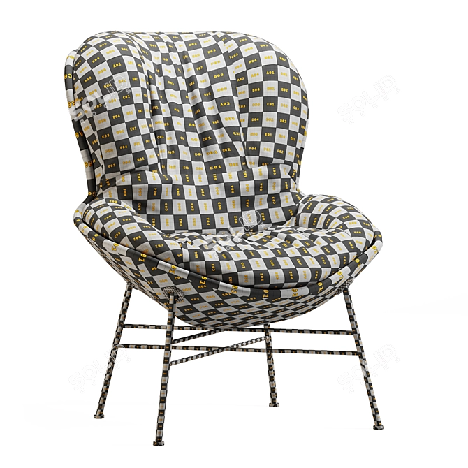 Cozy Quilted Armchair: Soft & Stylish 3D model image 5