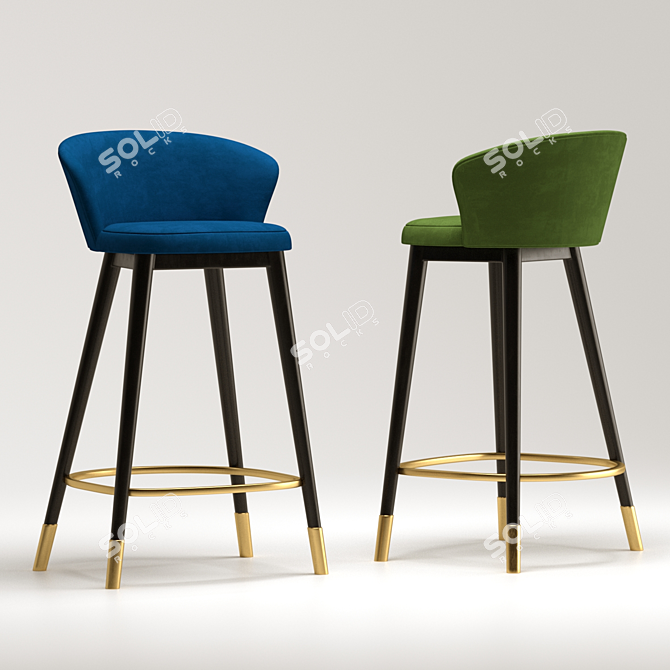 Sleek Metal Bar Stool 3D model image 1