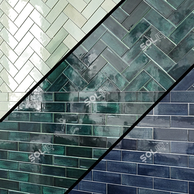 3"x8" Subway Tile - Sea Mist: Elegant and Versatile 3D model image 1