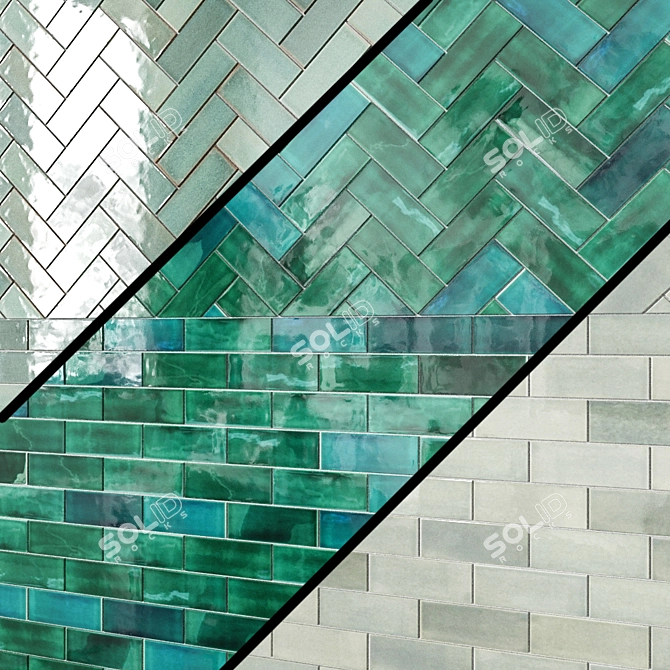 3"x8" Subway Tile - Sea Mist: Elegant and Versatile 3D model image 2