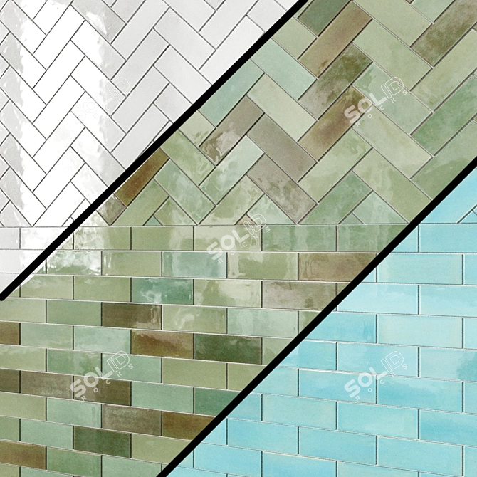 3"x8" Subway Tile - Sea Mist: Elegant and Versatile 3D model image 3
