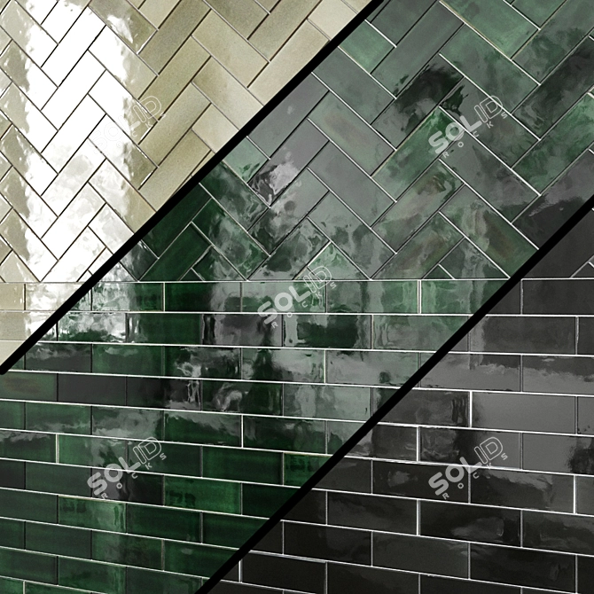 3"x8" Subway Tile - Sea Mist: Elegant and Versatile 3D model image 5
