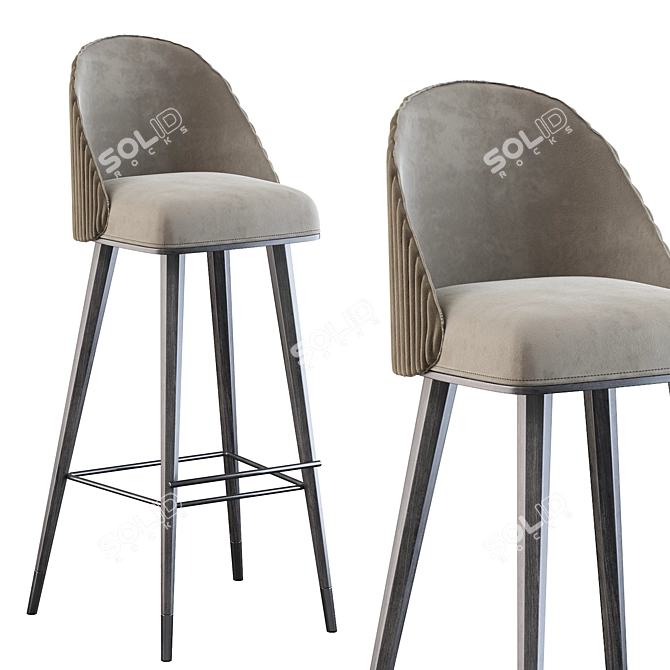 Modern Nubuck Barstool with Gloss Varnish Frame 3D model image 3