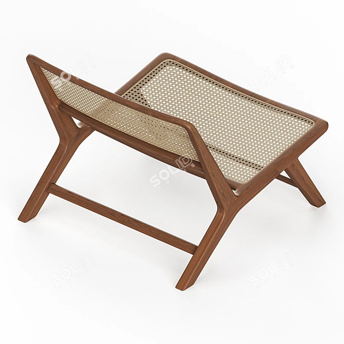 Elegant Rattan Armchair - Classic Comfort 3D model image 2