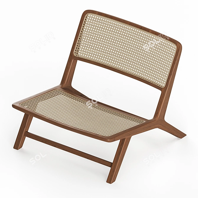 Elegant Rattan Armchair - Classic Comfort 3D model image 3