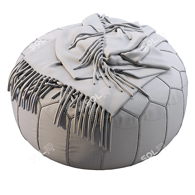 Hand-Tooled Moroccan Pouf: Vintage Round Beauty 3D model image 5