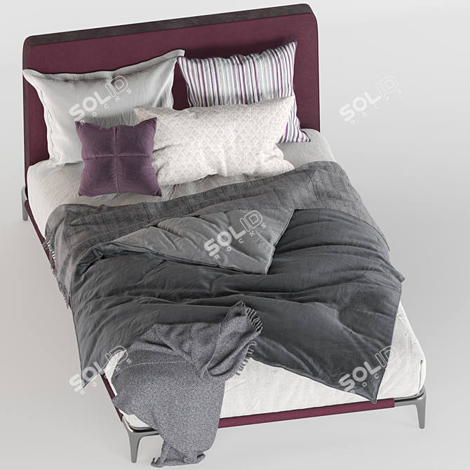 Premium Twin Bed: Dual Material Excellence 3D model image 3