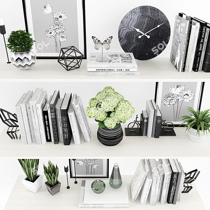 Elegant 58-Piece Decorative Set 3D model image 2