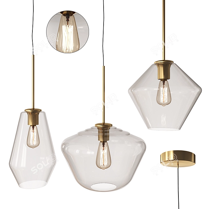 Modern Glass Pendant Lights 3D model image 1