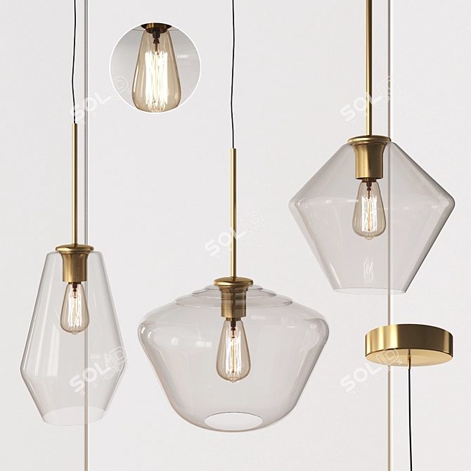 Modern Glass Pendant Lights 3D model image 2