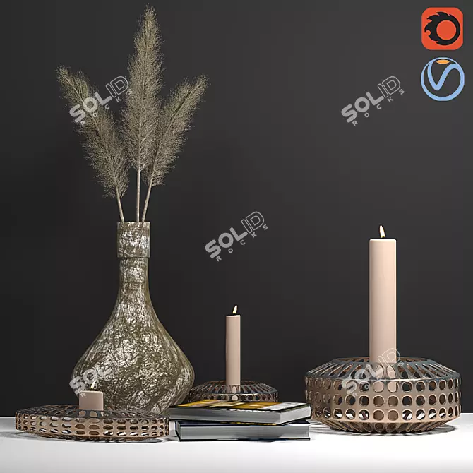 Elegant Decorative Set 3D model image 1