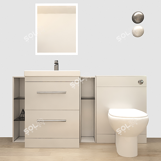 Patello 1600: Modern Bathroom Vanity 3D model image 2