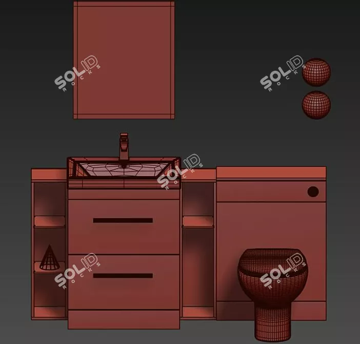 Patello 1600: Modern Bathroom Vanity 3D model image 3