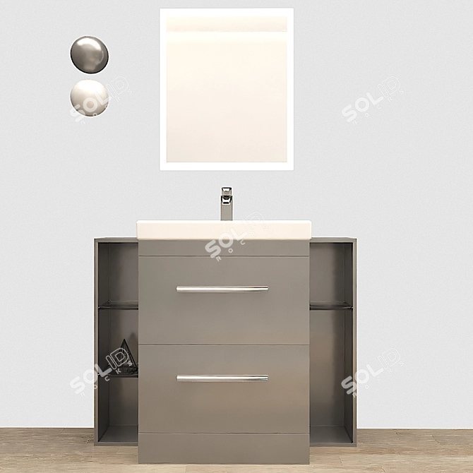 Patello 1600: Modern Bathroom Vanity 3D model image 4