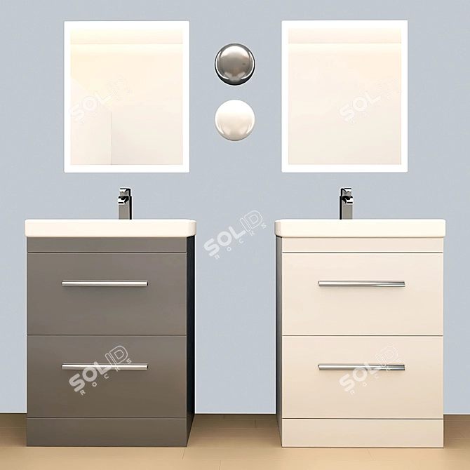 Patello 1600: Modern Bathroom Vanity 3D model image 7