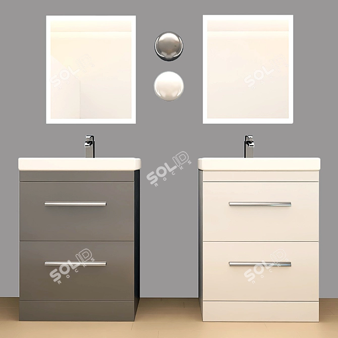 Patello 1600: Modern Bathroom Vanity 3D model image 12