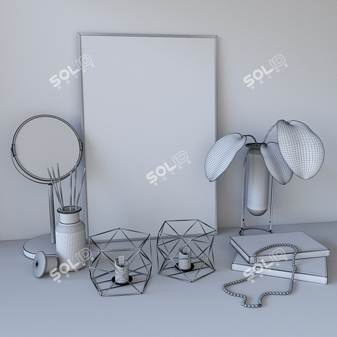 Decorative Set: Candle Holders, Mirror, Canvas, Flower Vase 3D model image 5