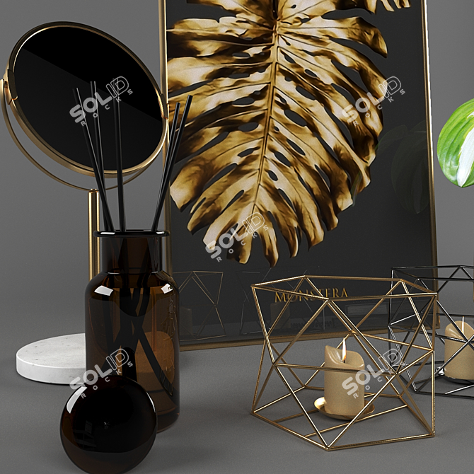 Decorative Set: Candle Holders, Mirror, Canvas, Flower Vase 3D model image 8