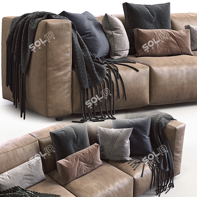 Modern Prostoria Leather Sofa Match 3D model image 2