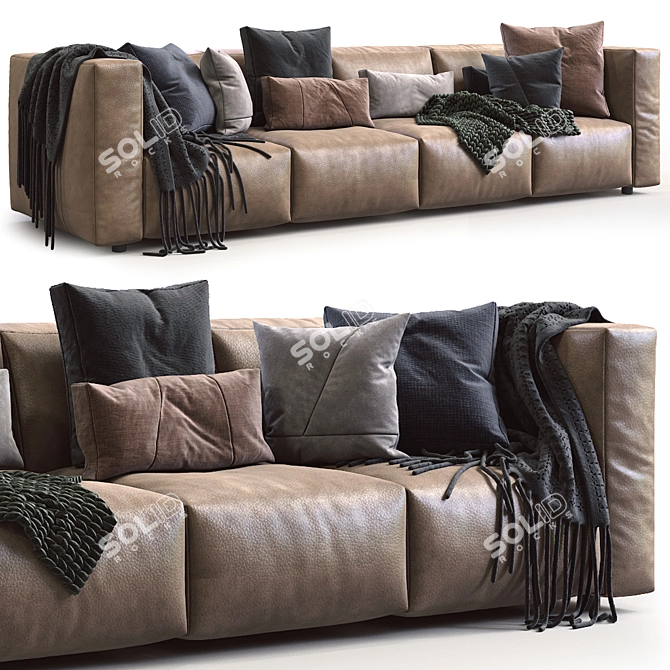 Modern Prostoria Leather Sofa Match 3D model image 4