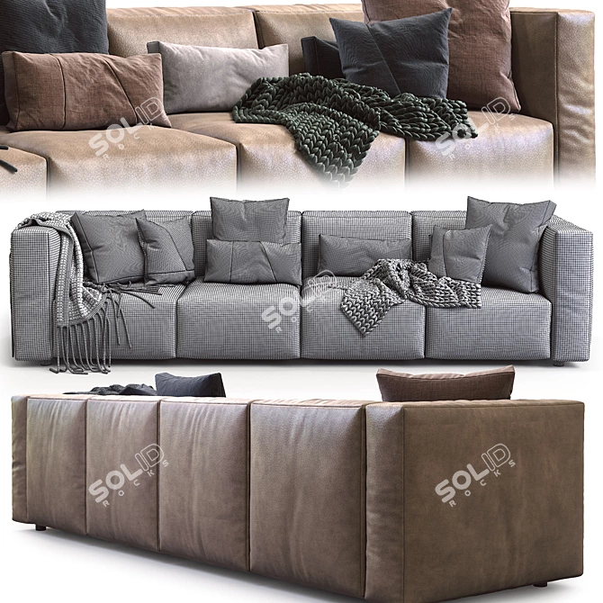 Modern Prostoria Leather Sofa Match 3D model image 5