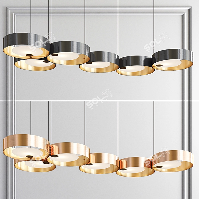 Sleek Nordic Brass Chandelier 3D model image 1