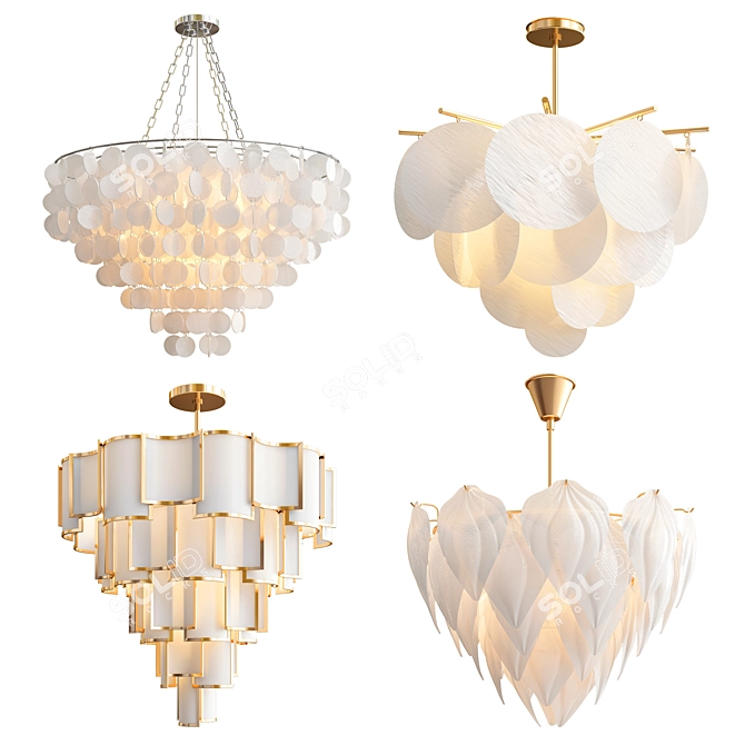 Luxury Chandelier Collection: Capiz, Nimbus, Shade & Glass Leaf 3D model image 1