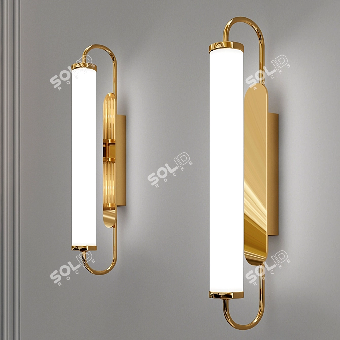 Elegant Gold Cylinder Wall Sconce 3D model image 1