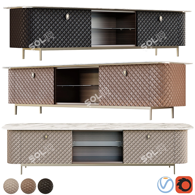 Penelope Leather and Fabric TV Cabinet 3D model image 1