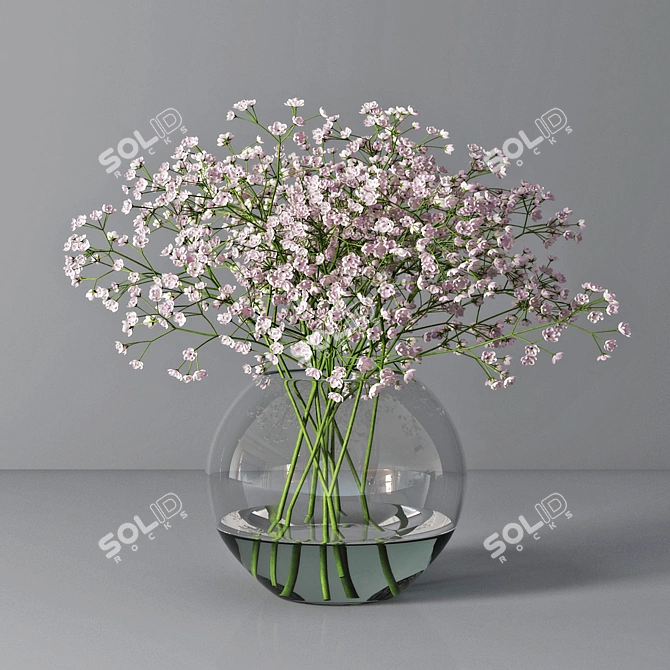 Elegant Gypsophila Bouquet 3D model image 1