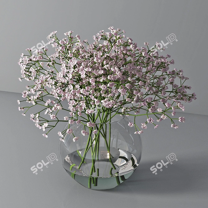 Elegant Gypsophila Bouquet 3D model image 2