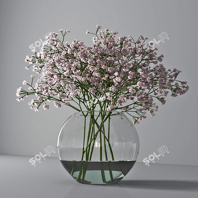 Elegant Gypsophila Bouquet 3D model image 3