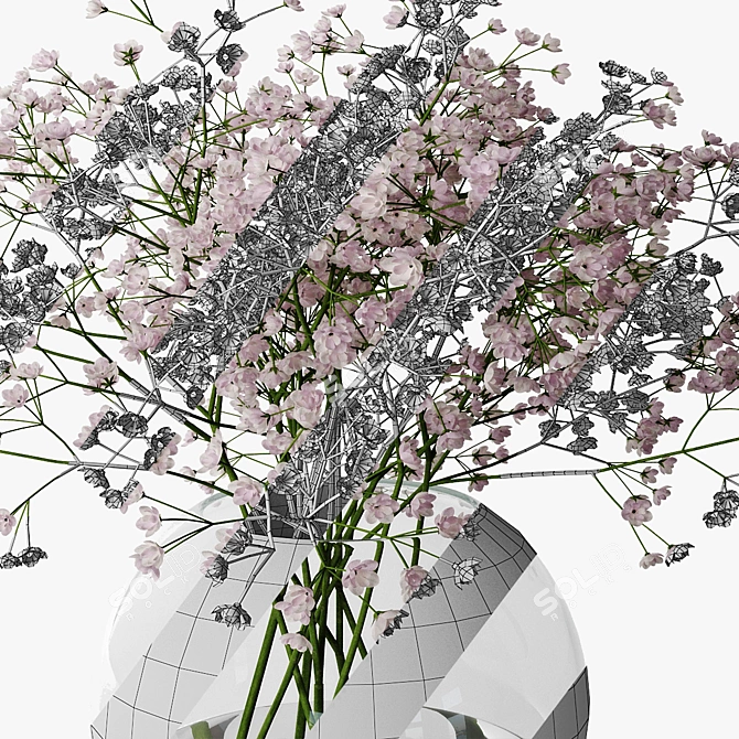 Elegant Gypsophila Bouquet 3D model image 5