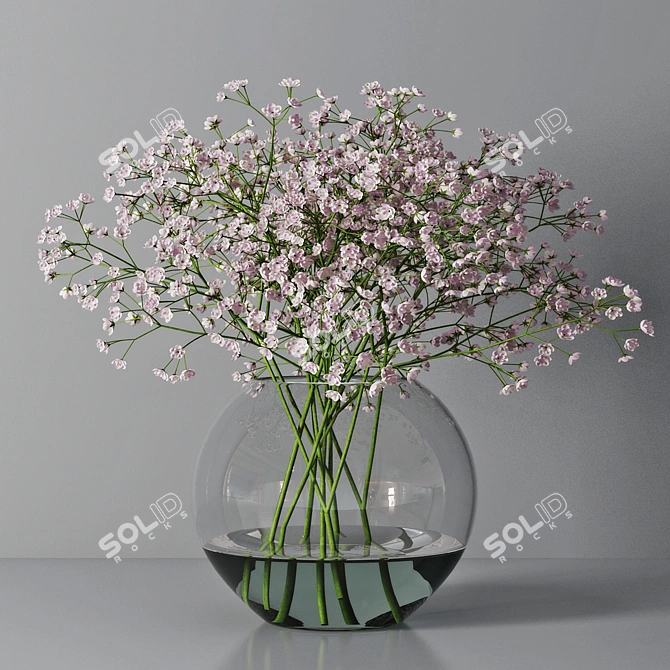 Elegant Gypsophila Bouquet 3D model image 6