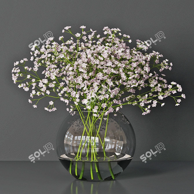 Elegant Gypsophila Bouquet 3D model image 7