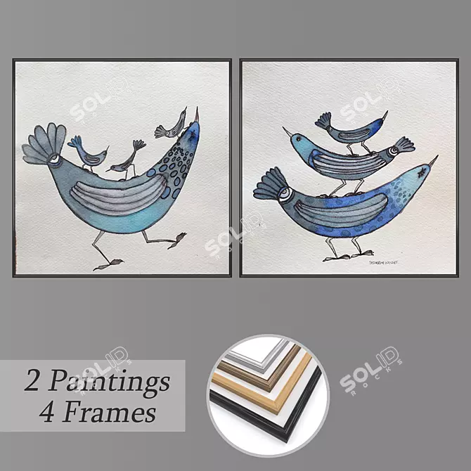 Artistic Wall Decor Set 3D model image 1