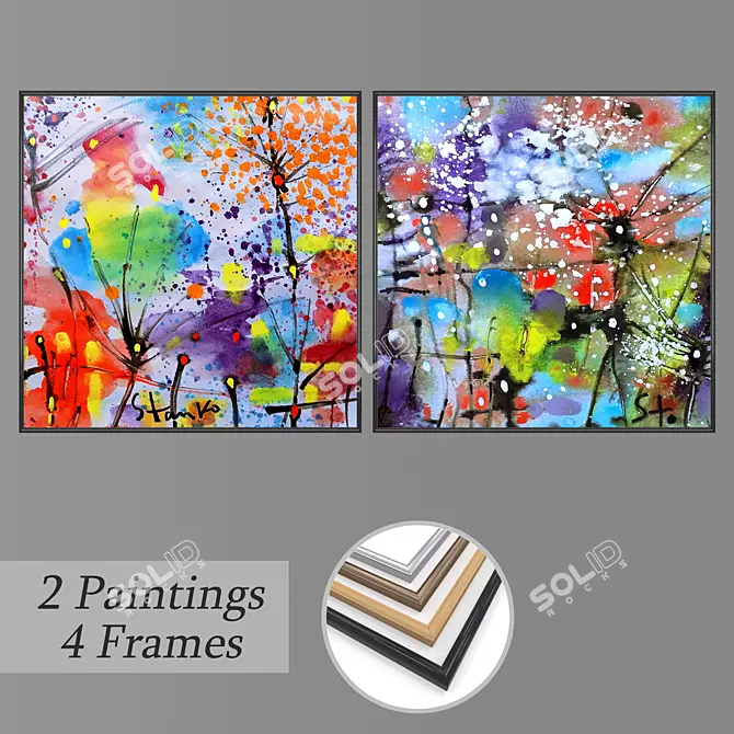 Elegant Wall Art Set with Multiple Frames 3D model image 1