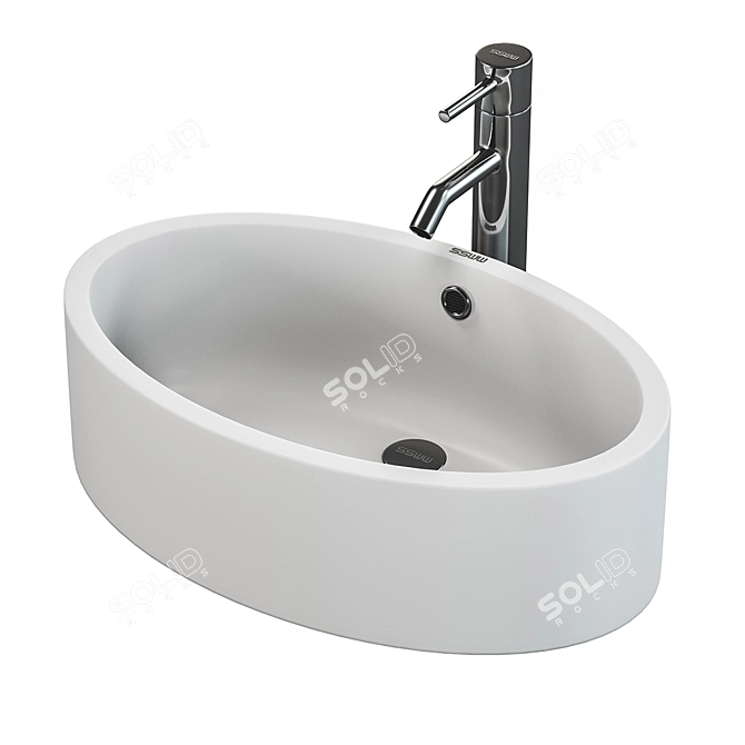 Elegant White Ceramic Bathroom Sink 3D model image 1