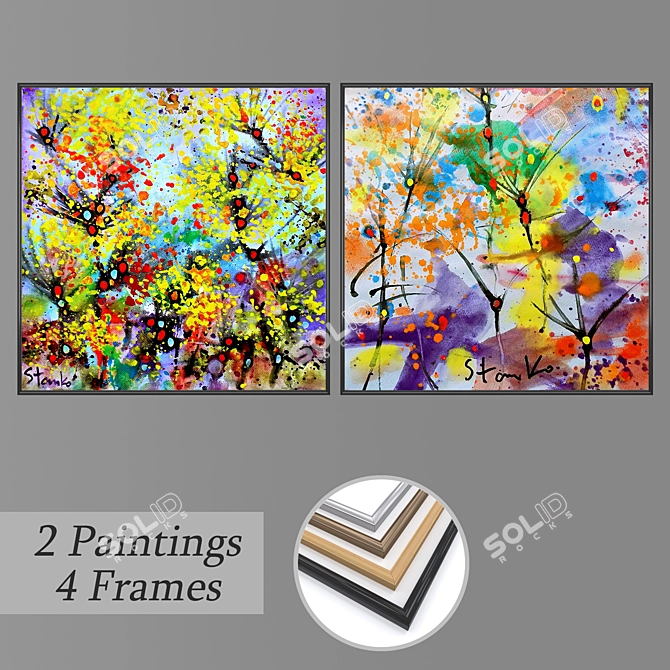 Artistic Wall Décor Set with Multiple Frames 3D model image 1