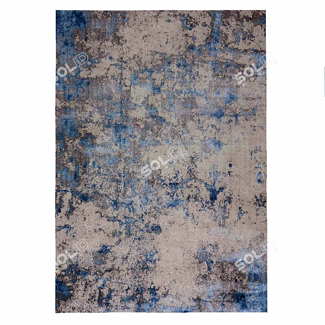 Elegant Blue Power Loomed Rug 3D model image 2