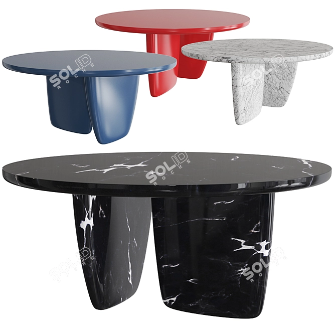 Modern Italian Tobi-Ishi Dining Table 3D model image 4
