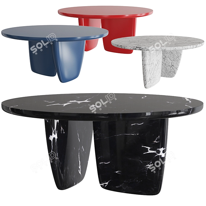 Modern Italian Tobi-Ishi Dining Table 3D model image 5