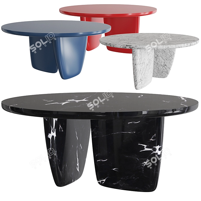 Modern Italian Tobi-Ishi Dining Table 3D model image 6
