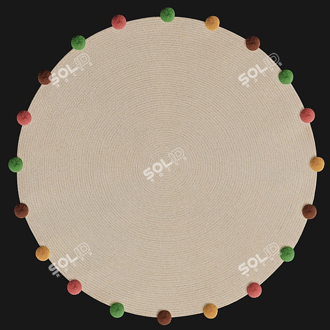 Natural Jute Trimmed Rug 3D model image 2