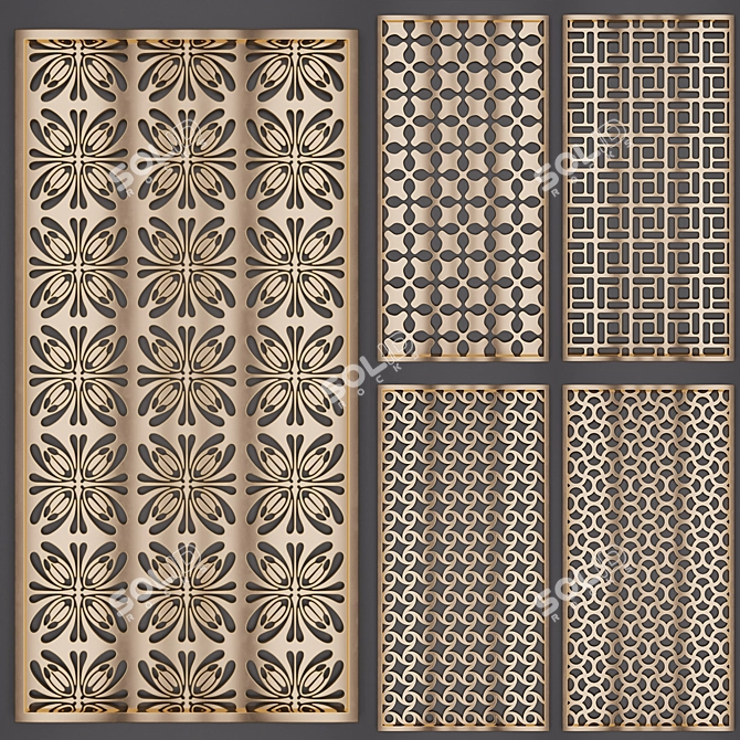 Elegant 2D Wall Panel Set 3D model image 1