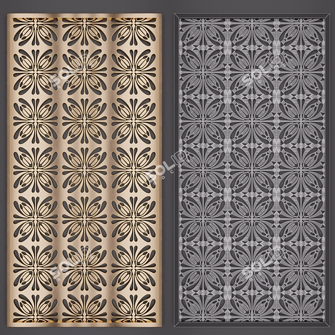 Elegant 2D Wall Panel Set 3D model image 2