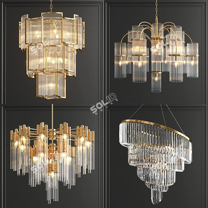 Glamorous Crystal Chandeliers Collection 3D model image 1
